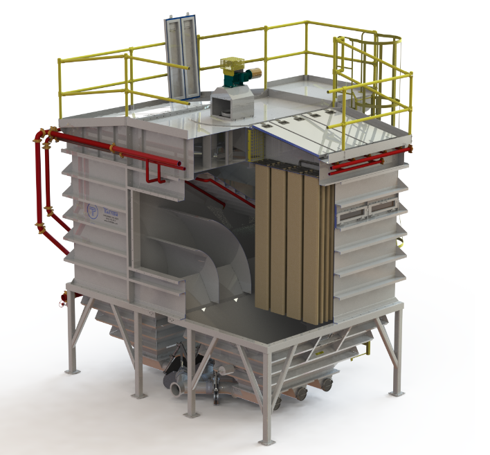 Reverse clearance air baghouse
